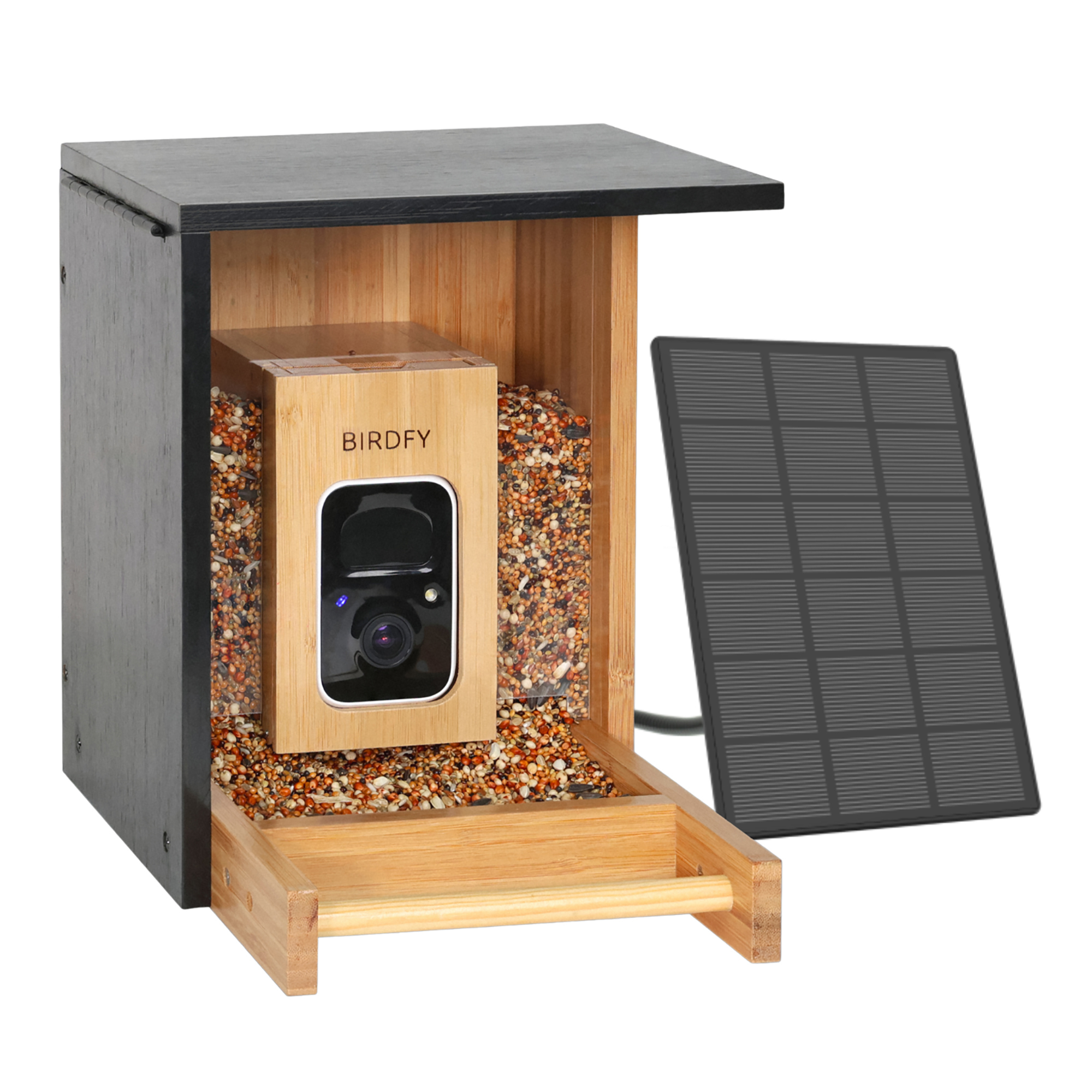 Birdfy Bamboo Mini Bird Feeder — Smart Technology, Live Video, AI Bird Recognition, Solar-Powered, Model# NT-8411-110LP